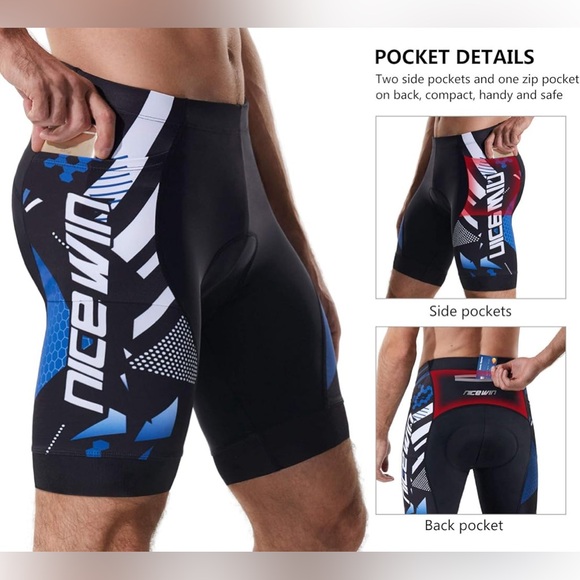 NICEWIN Men's Cycling Shorts 3D Padded Quick Dry Bike Shorts - Picture 2 of 6